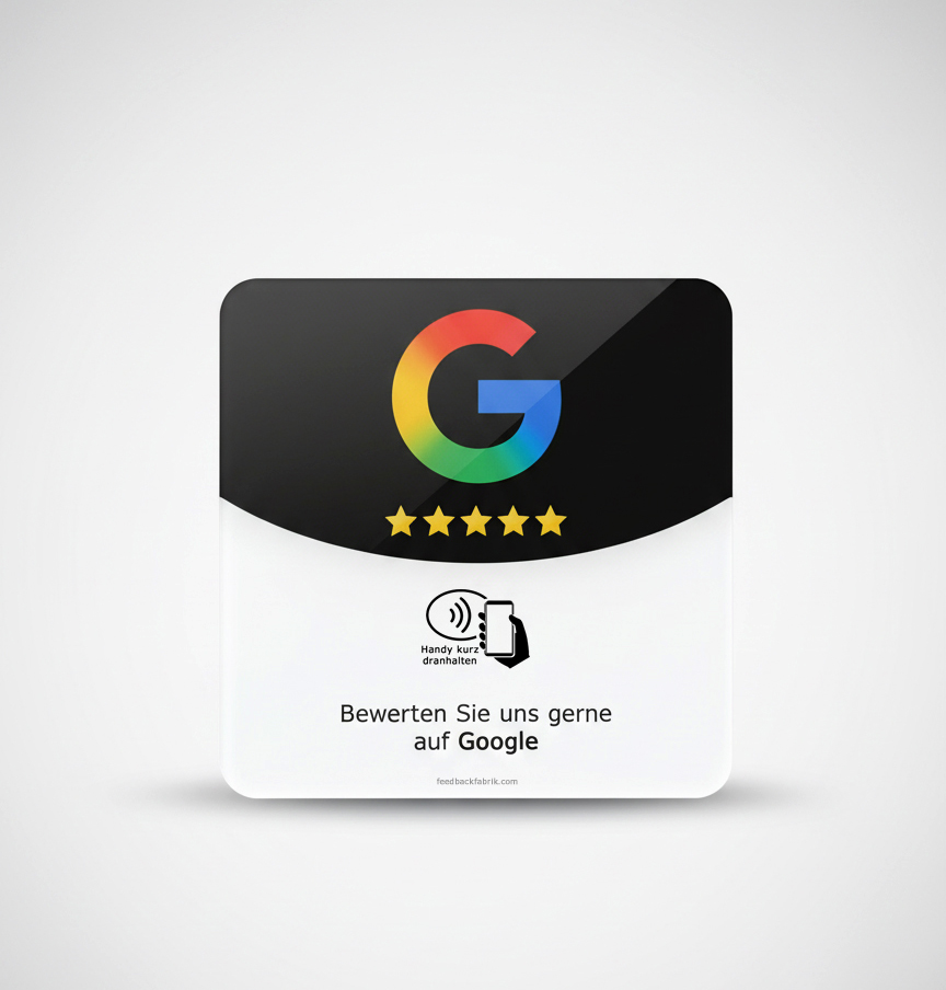 NFC Google Bewertungssticker mit 5 Sternen zur einfachen Abgabe von Kundenbewertungen